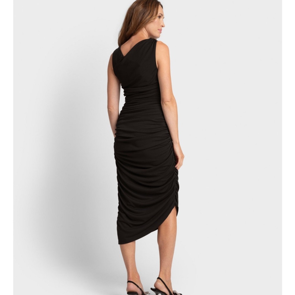 NWT Seraphine maternity black ruched dress - Picture 4 of 5